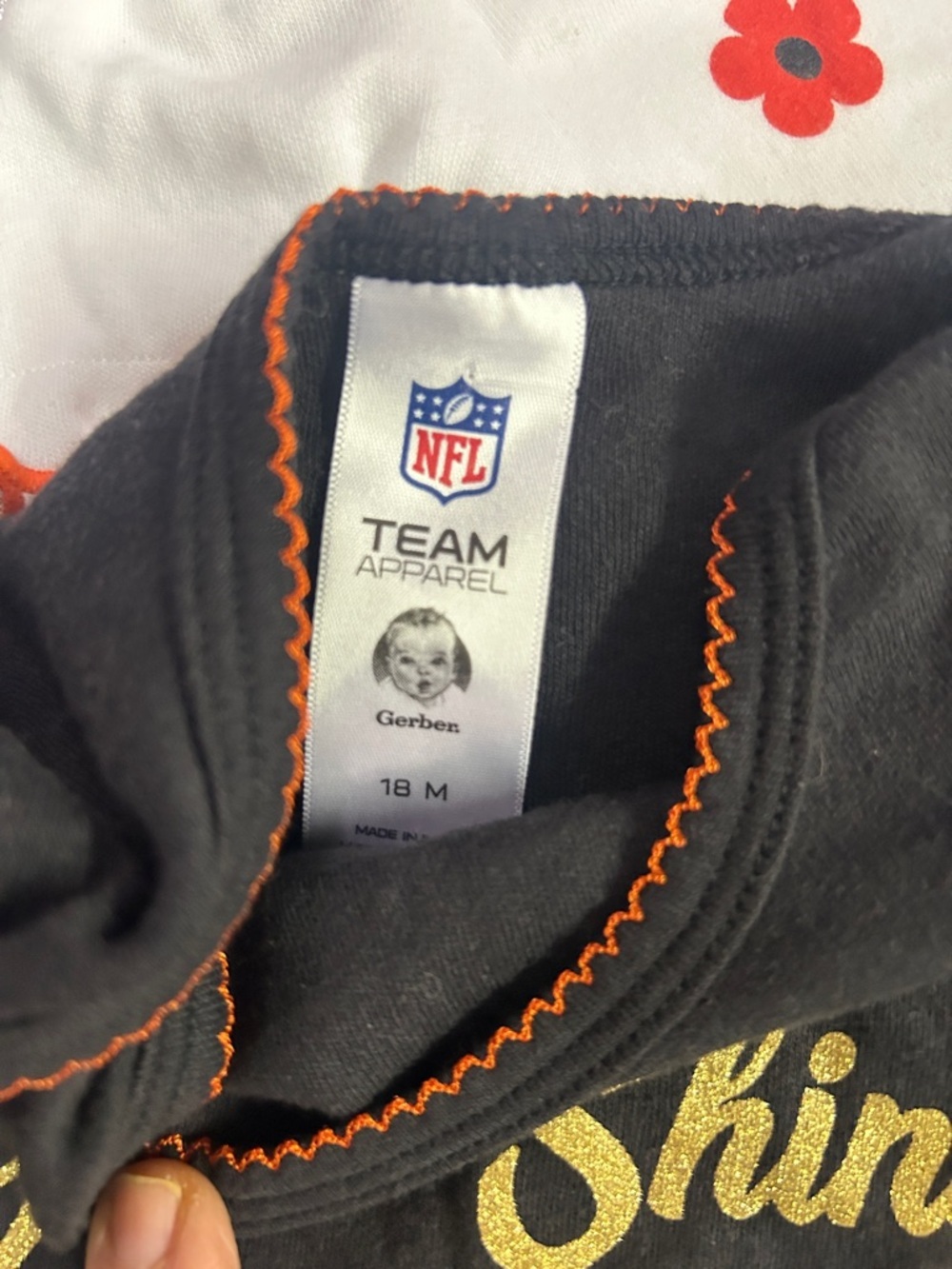 (2)Cincinnati Bengals Baby Onesie Set - Black & White with Orange Accents Unisex - Picture 7 of 7